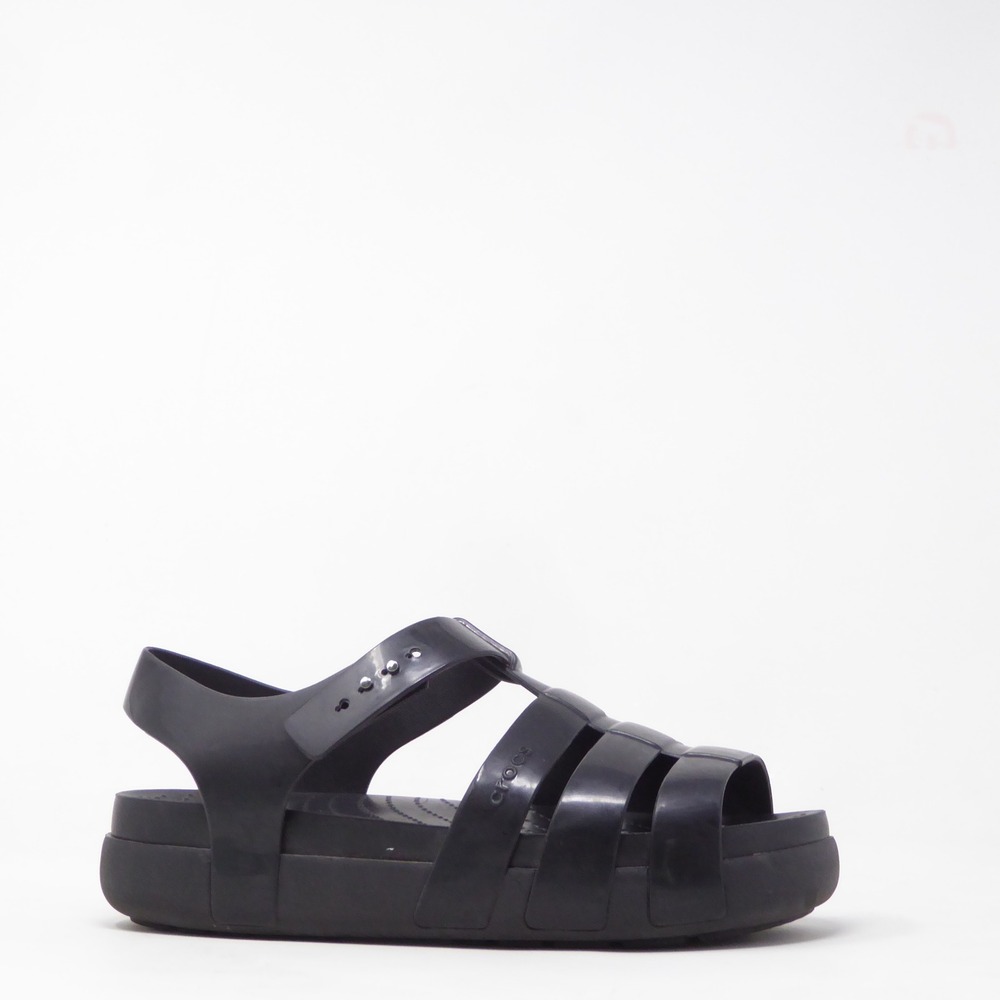 Crocs Womens Splash Fisherman Sandal Black Platform Strappy 10